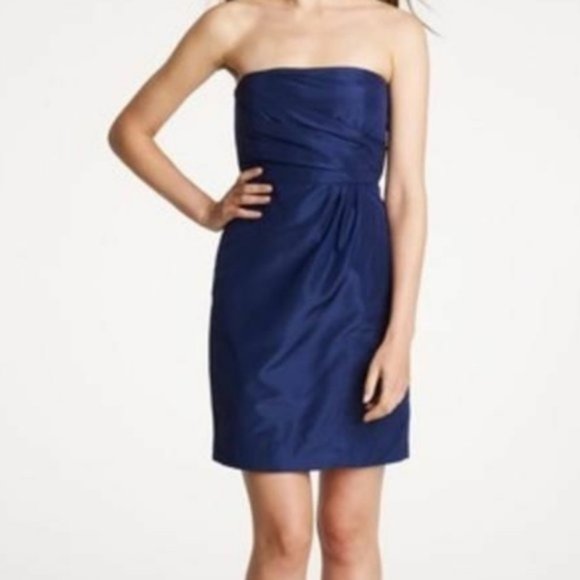 J. Crew Fawn Selma Dress Navy Silk Taffeta size 10 Petite (20) - Picture 1 of 12